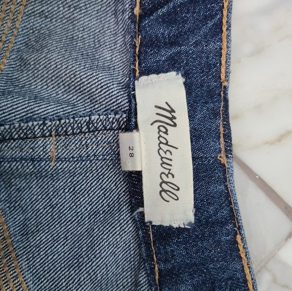Madewell Jean Skirt Medium Wash Blue Denim Raw Hem Mini Skirt 28 - Picture 4 of 4